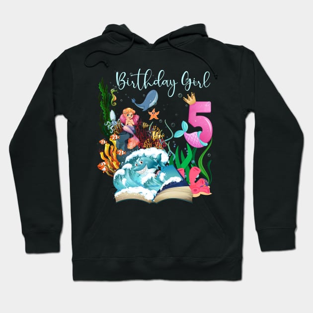 Cute Mermaid 5th Birthday Girl Hoodie by Kokomo